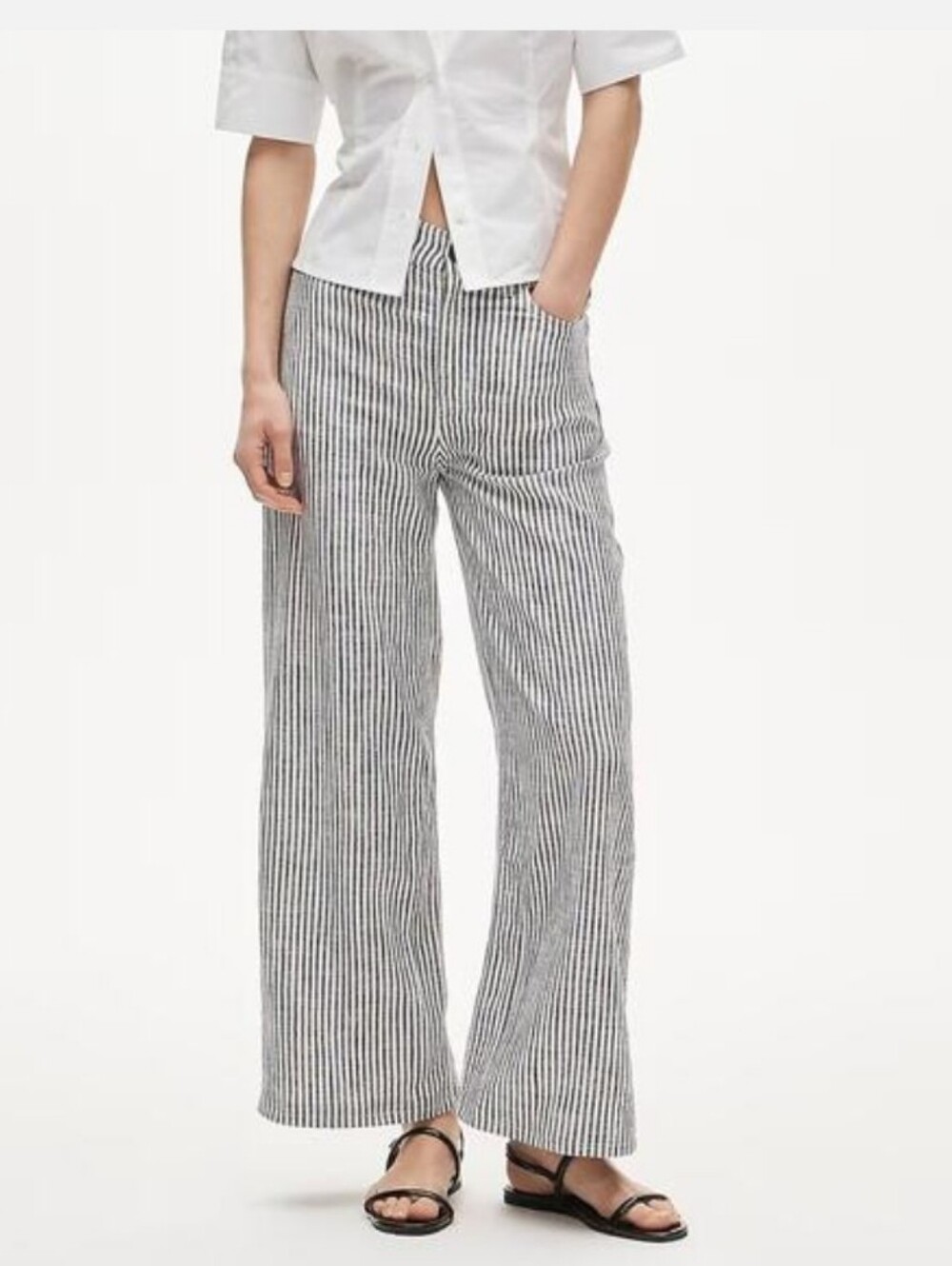 J Crew Five-pocket pant in striped stretch linen blend CS258
